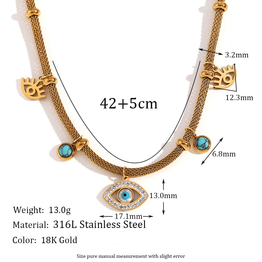 Size Details of Turquoise evil eye necklace – 18K gold plated, waterproof symbolic design by STUD-Shop Till You Drop