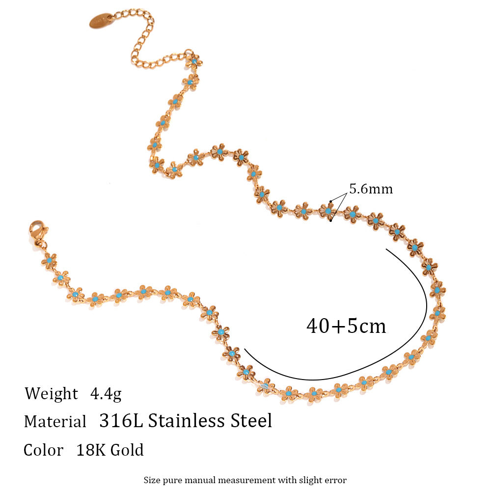 Size Details of Retro blue flower necklace – handcrafted 18K gold plated design by STUD-Shop Till You Drop