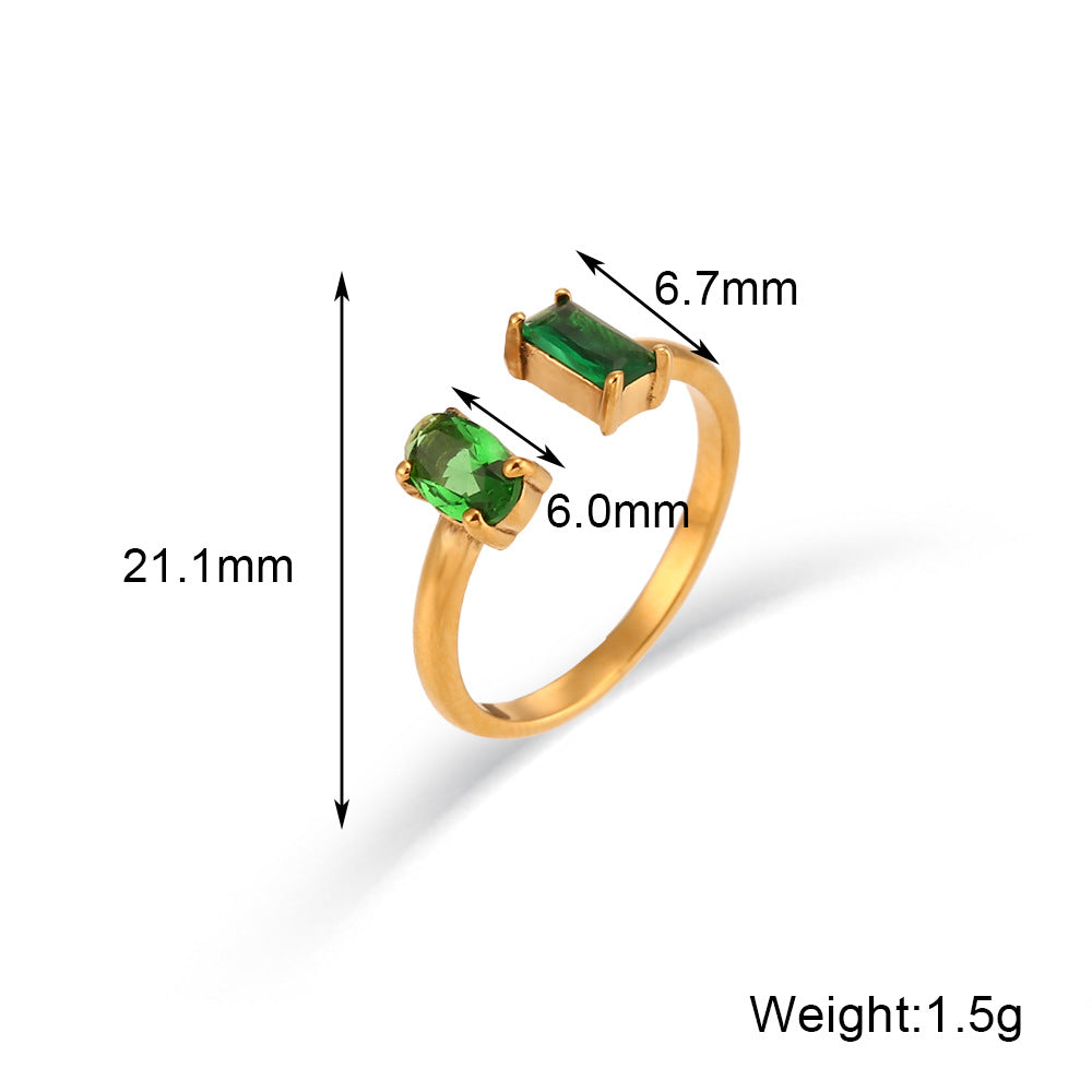 Size details of Minimalist oval zircon open ring – 18K gold-plated stainless steel with polished finish – adjustable daily wear jewelry by STUD (Shop Till You Drop)