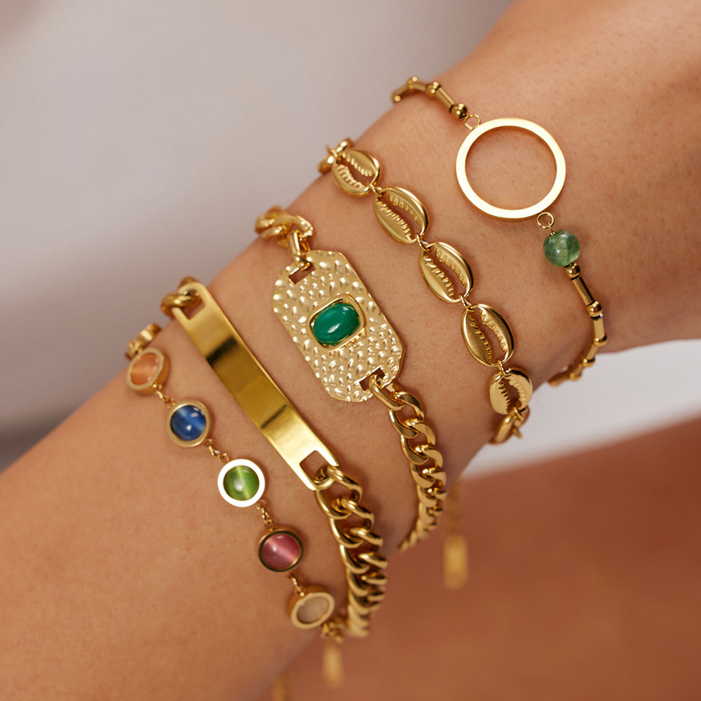 Colorful Cat Eye Bracelet | Trendy 18K Gold-Plated Chain