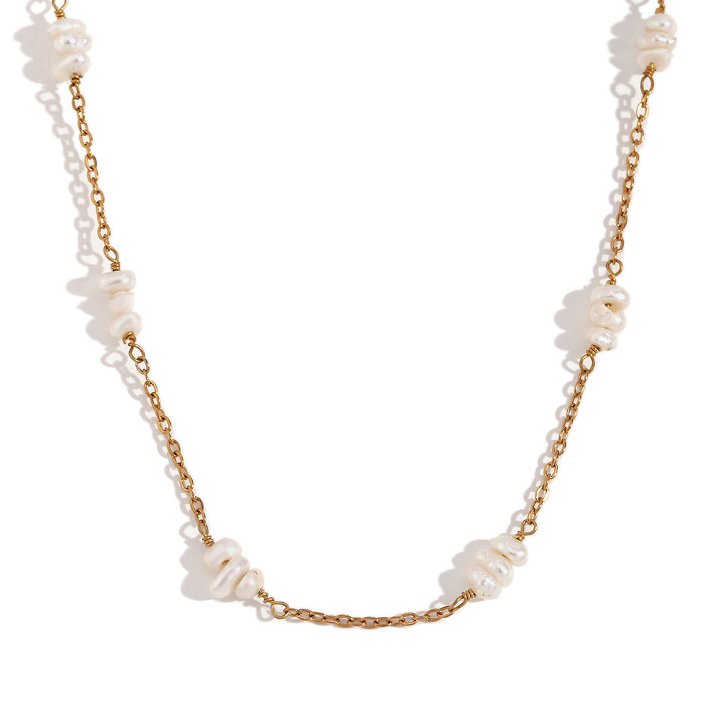 Freshwater pearl necklace – 18K gold plated minimalist design by STUD-Shop Till You Drop