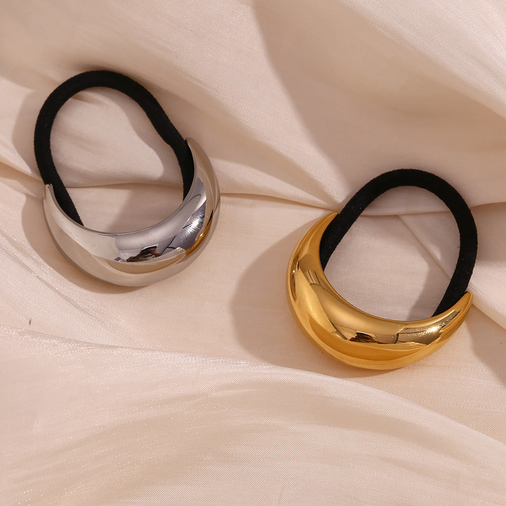Minimalist Silver Moon Design Hair Tie for Women