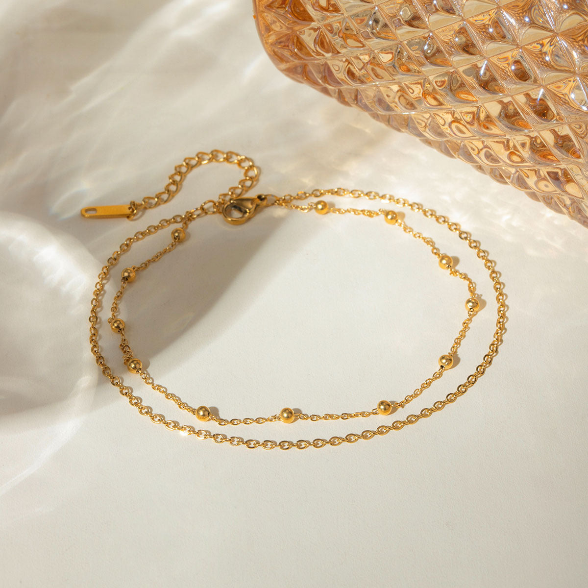Double Layer Bead Chain Anklet
