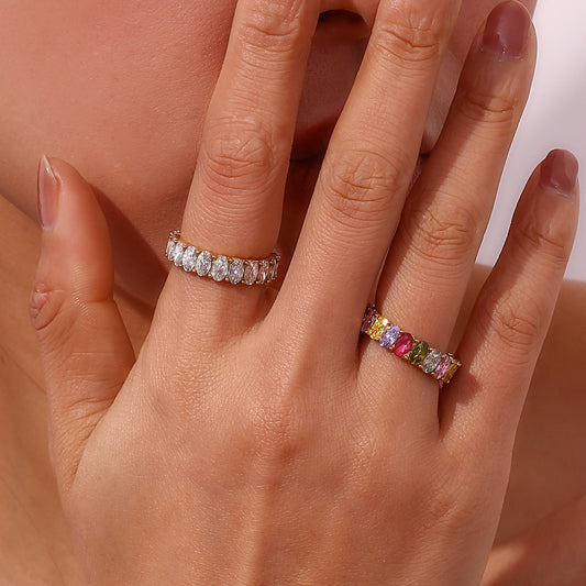 Elegant Oval Clear Zircon Ring | Minimalist Design