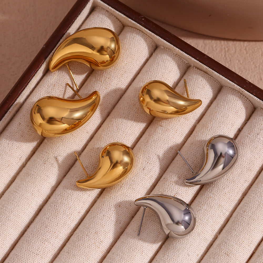 Minimalist Gold French Geometric Hollow Teardrop Earrings