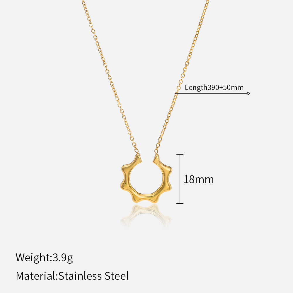 14K gold plated ripple circle necklace with sculpted pendant – minimalist daily wear by STUD