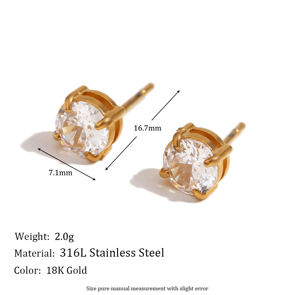 Size Details of Gold paperclip link earrings with zircon accents – 18K gold-plated, waterproof by STUD (Shop Till You Drop)
