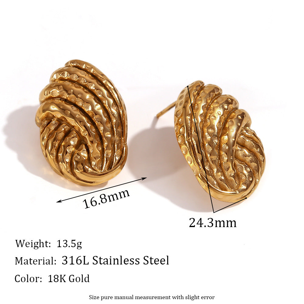 Size Details of Vintage geometric hammered earrings – 18K gold-plated, hollow design, waterproof by STUD (Shop Till You Drop)