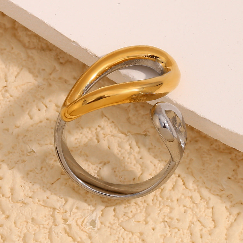 Two-Tone Waterdrop Open Ring