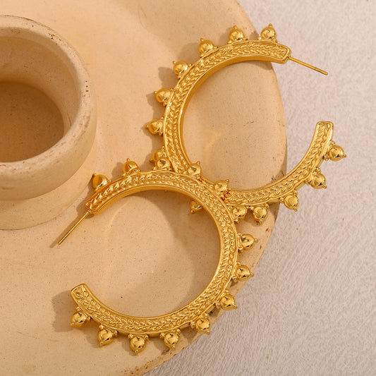 Boho Wheat C Hoop Earrings
