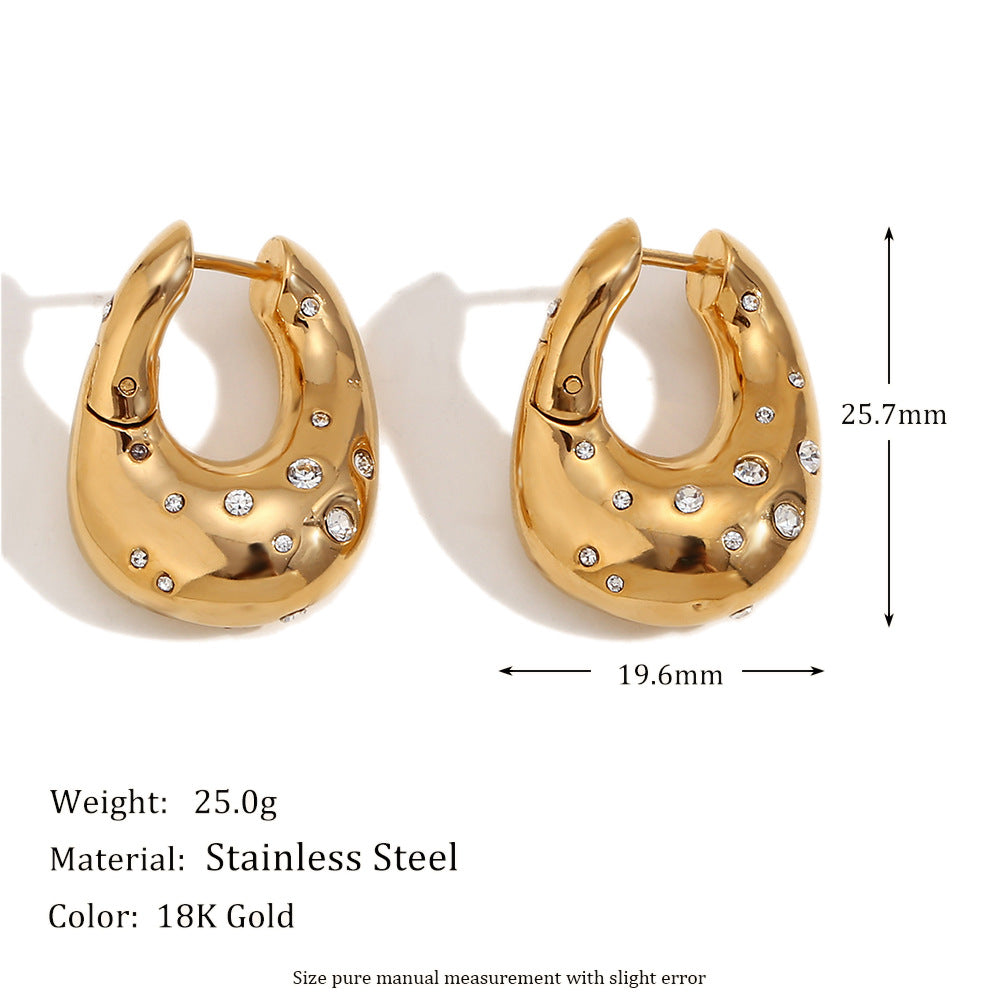 Fashionable Silver Twisted Starry Sky Hoop Earrings