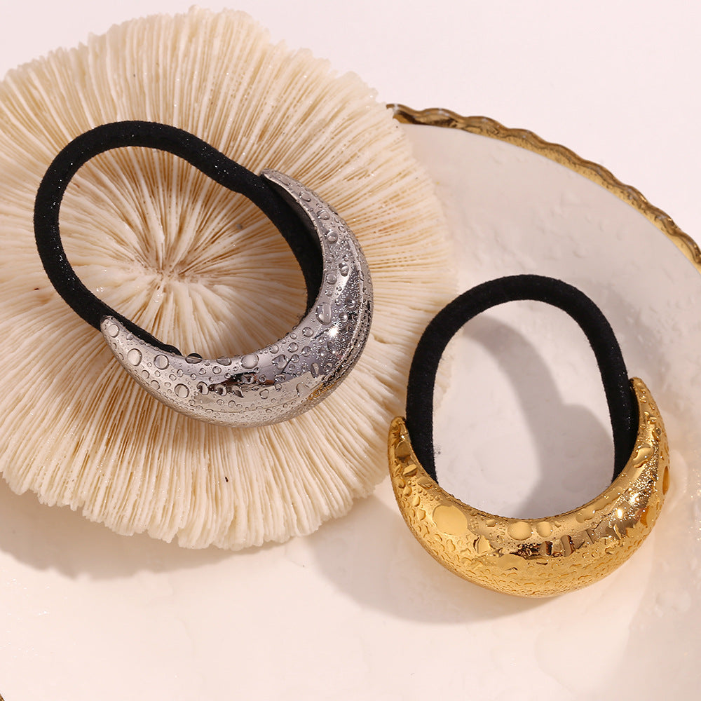 Minimalist Silver Moon Design Hair Tie for Women