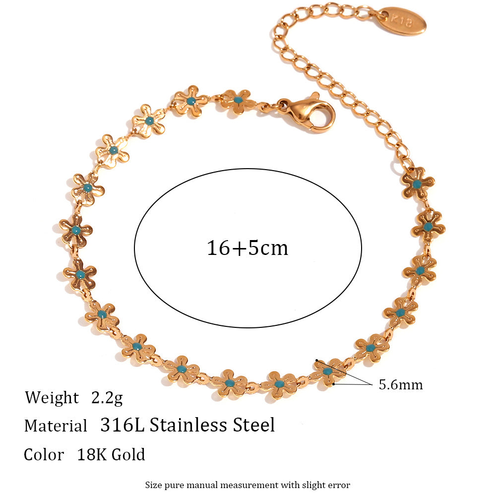 Size Details of Retro blue flower bracelet – handcrafted 18K gold plated design by STUD-Shop Till You Drop