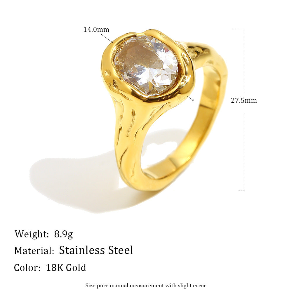 Silver zircon statement ring with textured molten design – STUD Jewelry