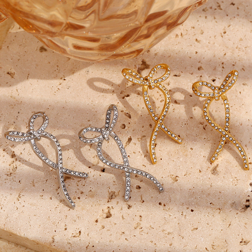 Gold Bow Stud Earrings
