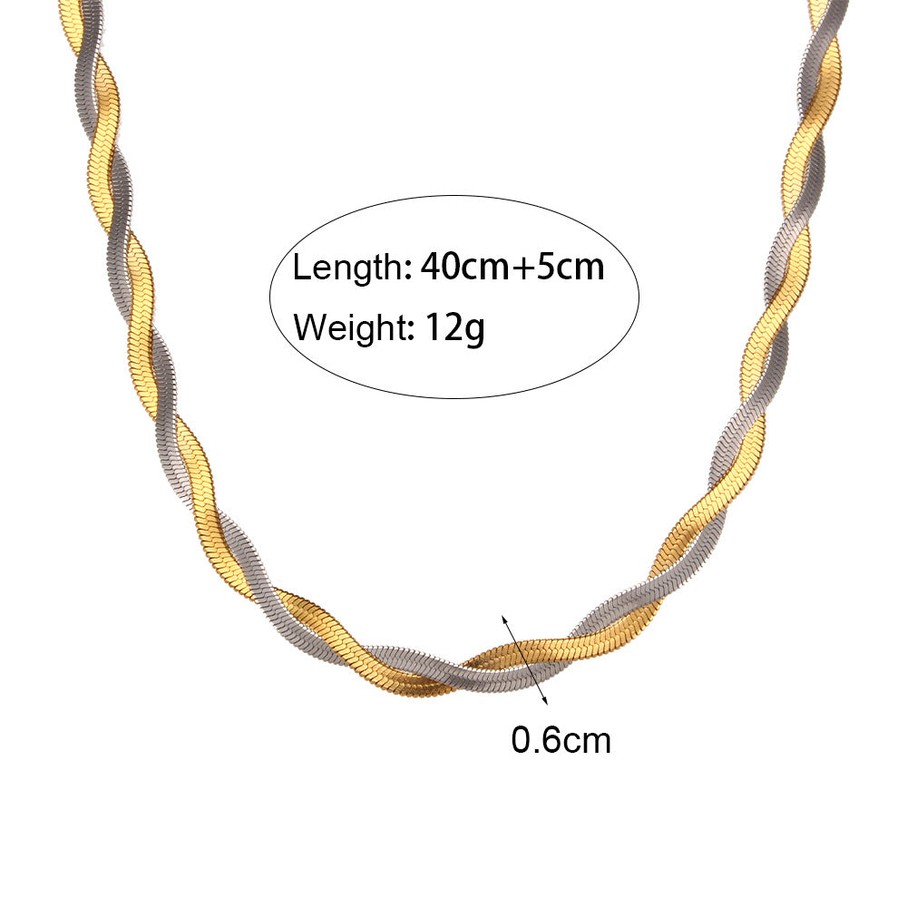 Twisted Snake Chain Necklace – Dual Tone Gold & Silver | STUD