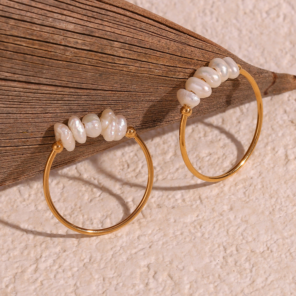 Aesthetic Freshwater Pearl Ring | Elegant 18K Gold-Plated Design