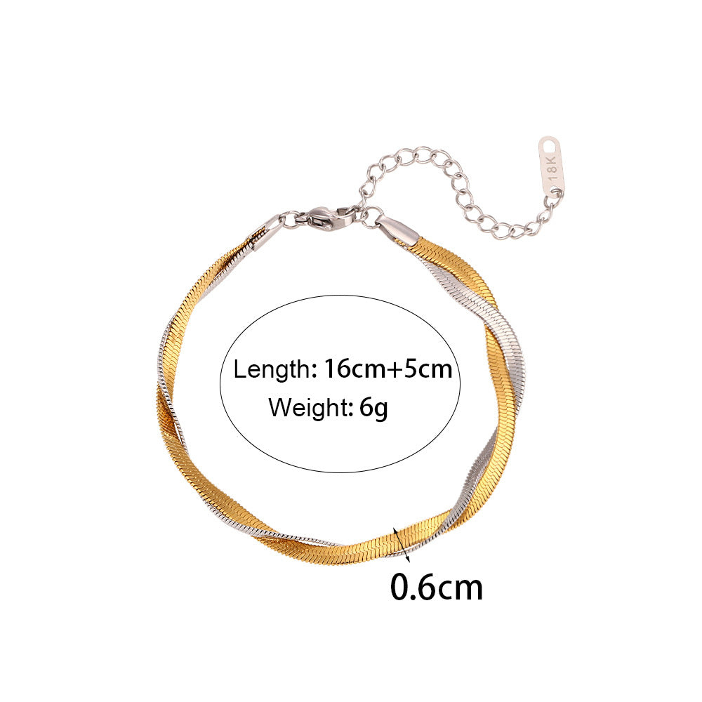 18K gold plated twist duo snake bracelet in silver and gold tones – STUD