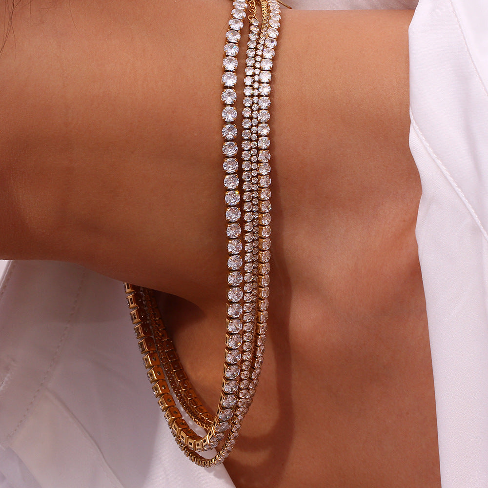 Minimalist Stainless Steel Tennis Necklace – Zircon Stone Detailing