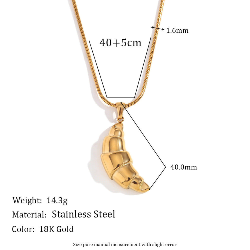 Size Details of Croissant-style bullhorn pendant necklace on snake chain – 18K gold plated by STUD-Shop Till You Drop