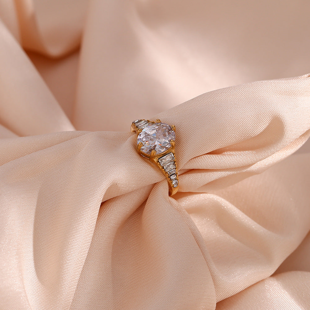 Luxe Adjustable Oval Clear Diamond Ring