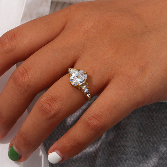 Luxe Adjustable Oval Clear Diamond Ring