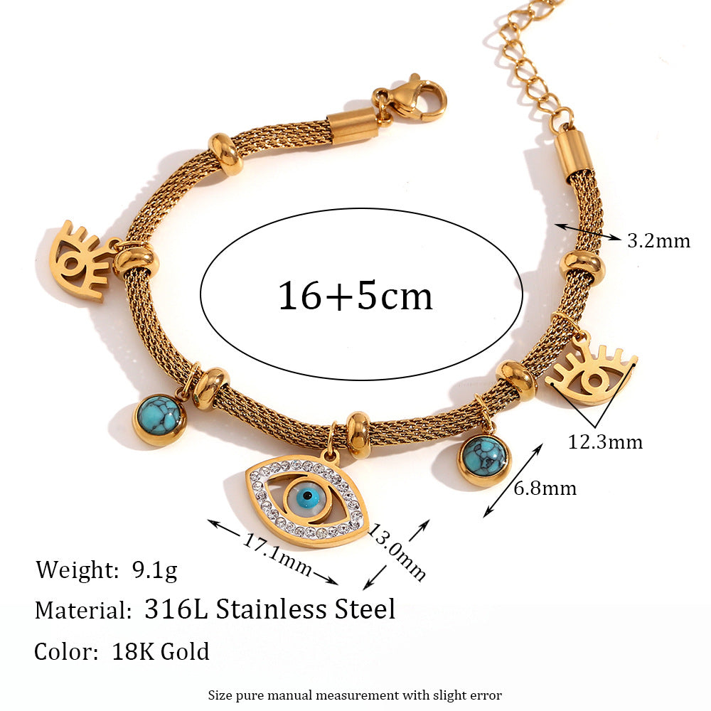 Size Details of Turquoise evil eye bracelet – 18K gold plated, waterproof & symbolic jewelry by STUD-Shop Till You Drop