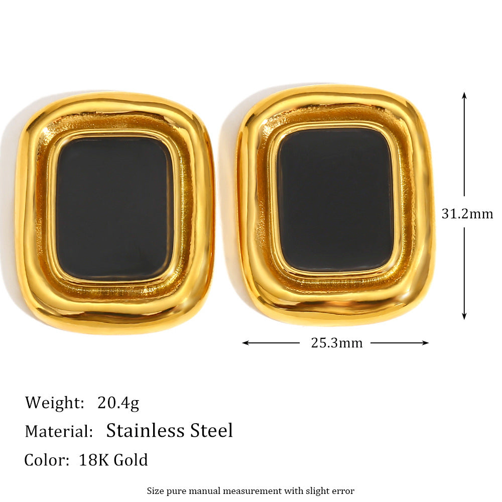 Size Details of French vintage black onyx earrings – 18K gold-plated, hypoallergenic, waterproof studs by STUD (Shop Till You Drop)