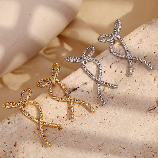 Gold Bow Stud Earrings