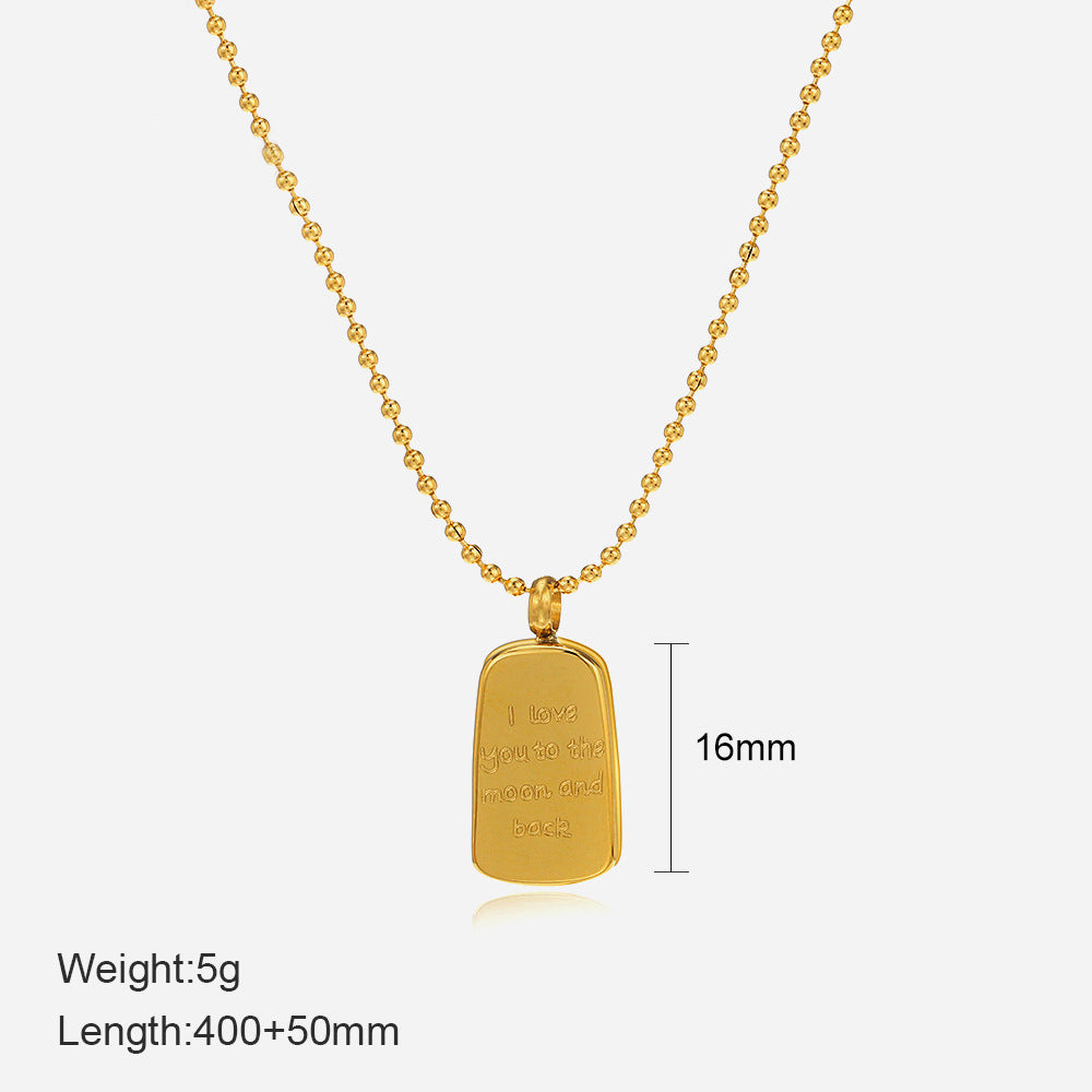 14K gold plated engraved pendant necklace – “I love you to the moon and back” by STUD