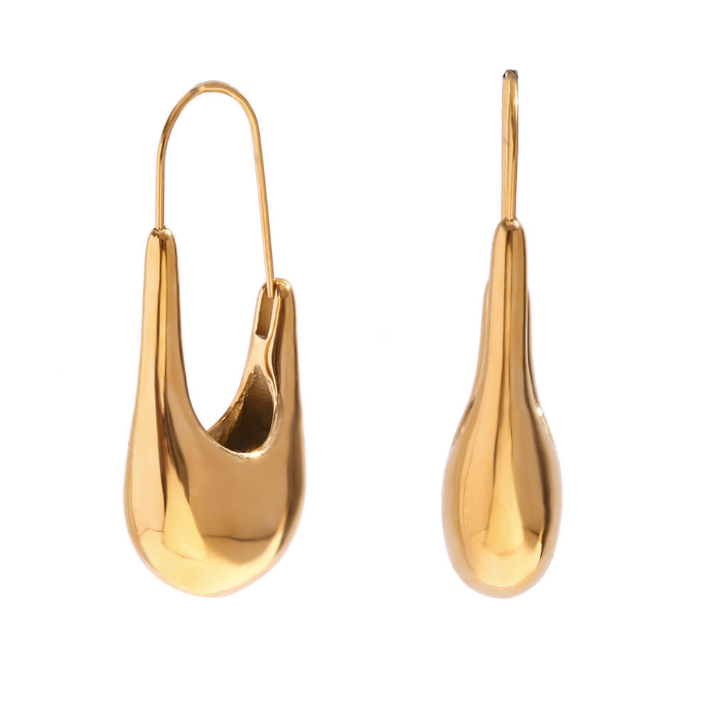 Gold safety pin earrings – 18K gold-plated, modern polished finish, waterproof by STUD (Shop Till You Drop)