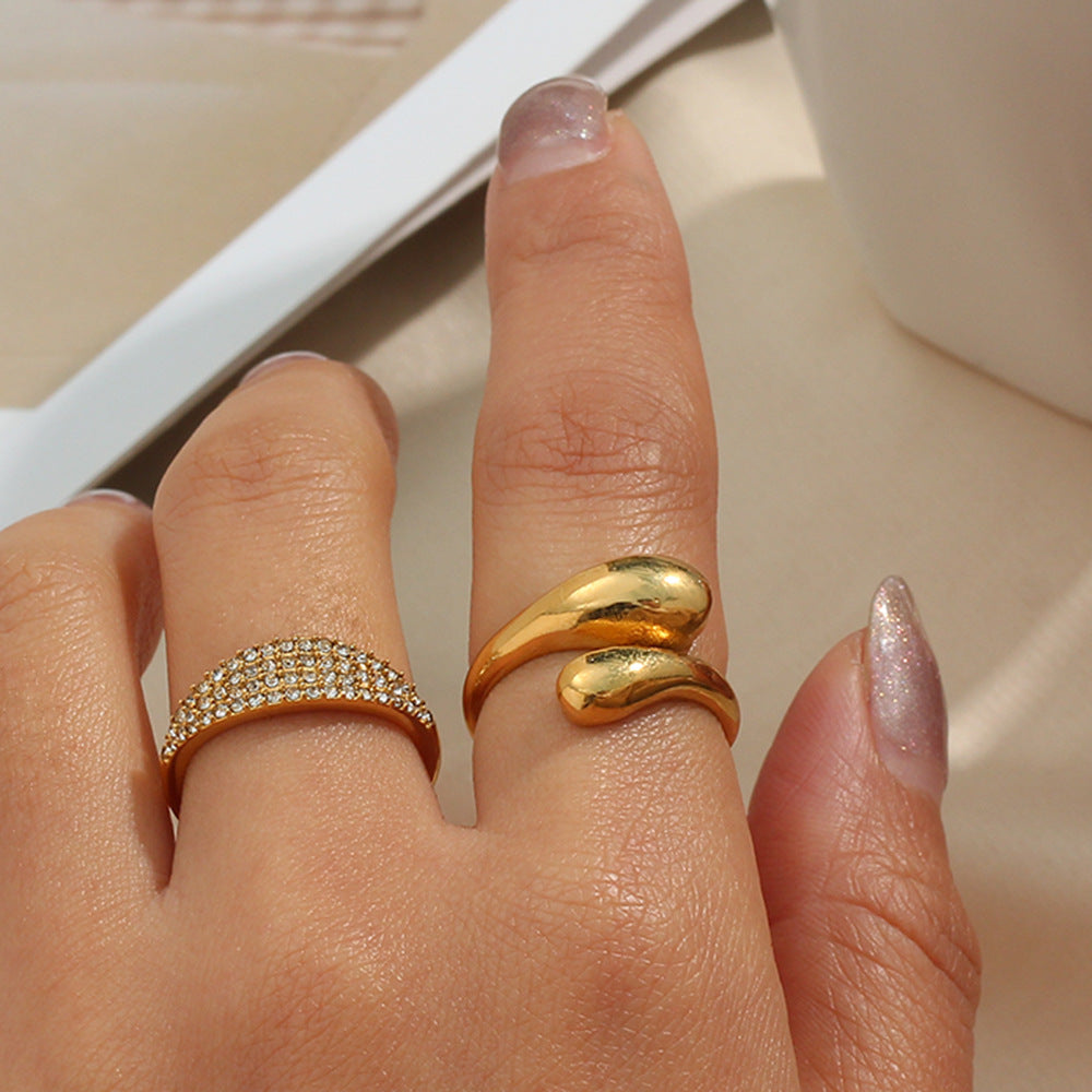 Minimalist Adjustable Teardrop Snake Ring | 18K Gold-Plated Stainless Steel