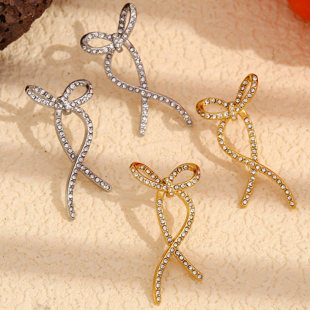 Gold Bow Stud Earrings