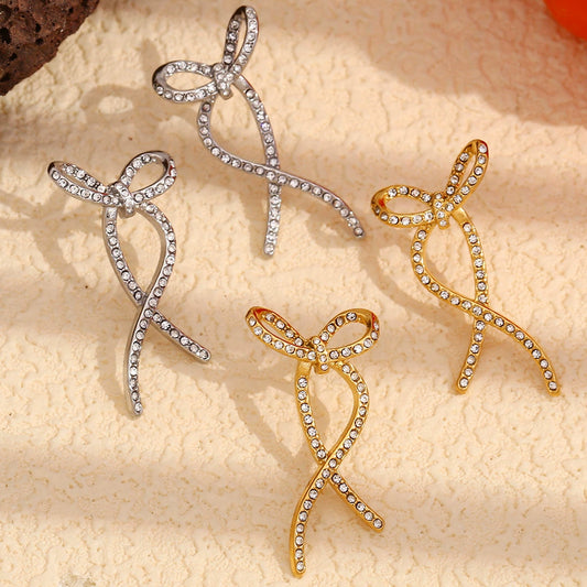 Silver Bow Stud Earrings