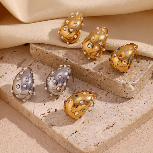 Elegant Hollow Teardrop Earrings with Micro-Pavé