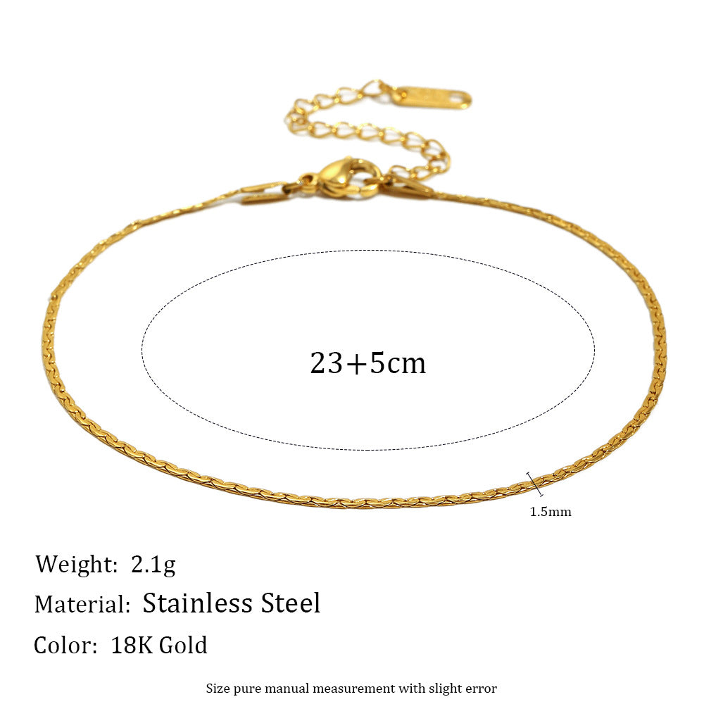 STUD 18K gold-plated twist chain anklet, minimalist waterproof foot jewelry