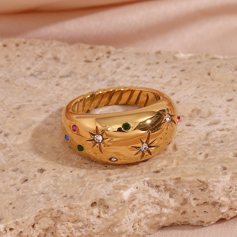 Celestial Charm Gold-Plated Dome Ring