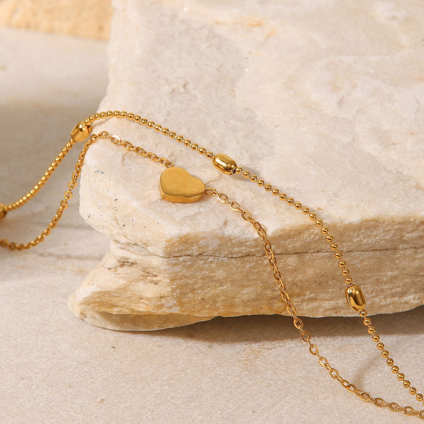 Heart Pendant Double Layer Anklet