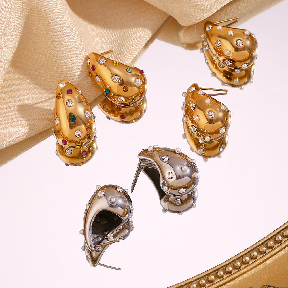Elegant Hollow Teardrop Earrings with Micro-Pavé