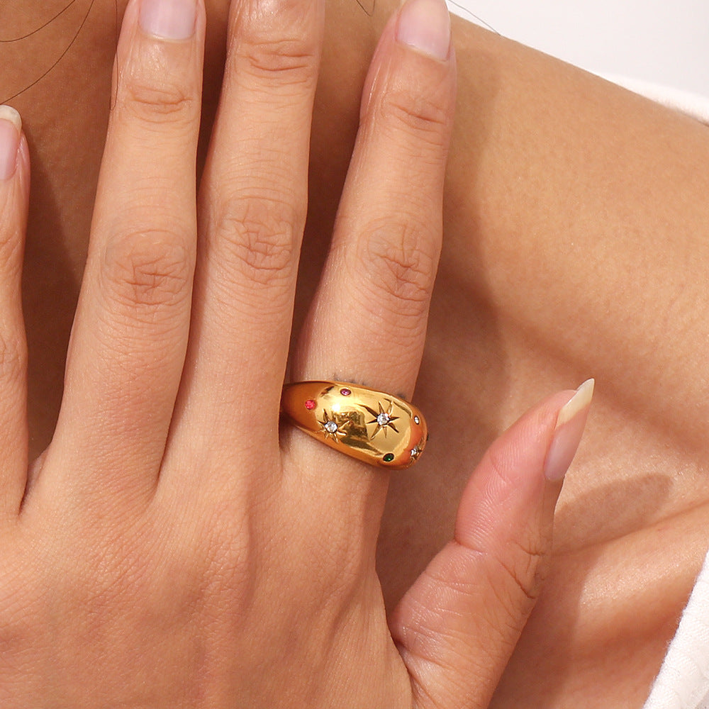 Celestial Charm Gold-Plated Dome Ring