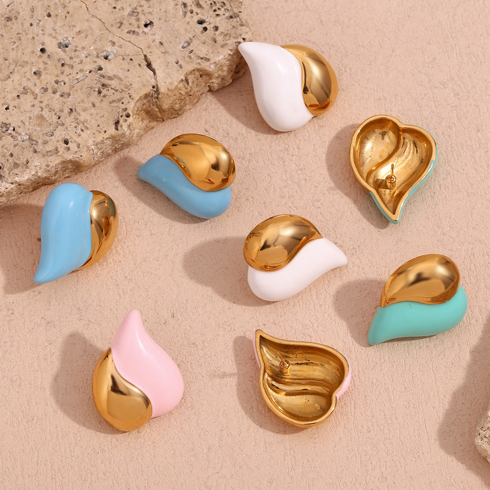 White Enamel Heart Earrings