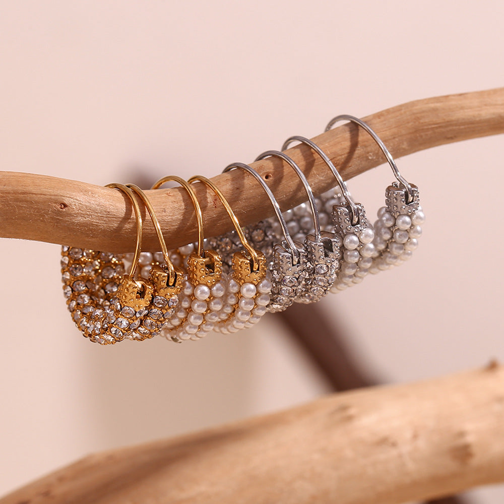 Vintage Basket Earrings with White Zircon