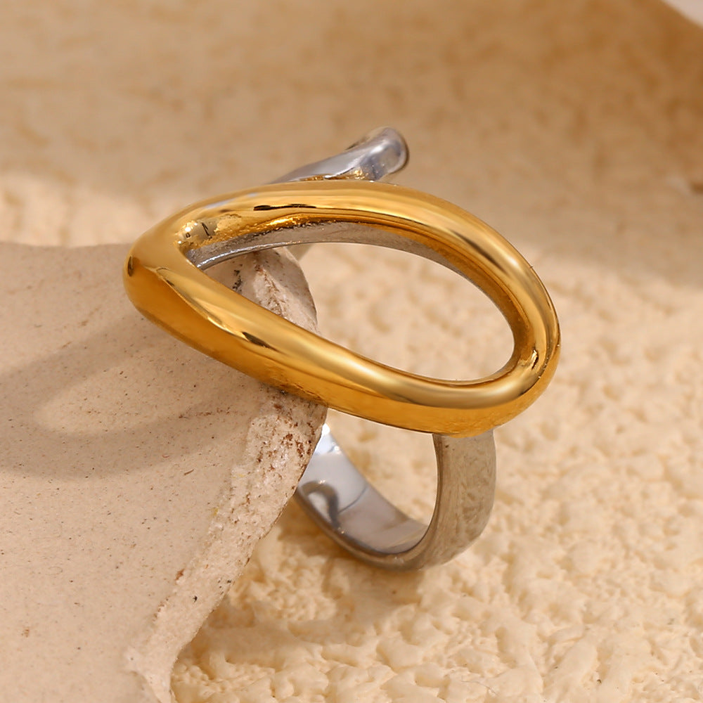 Two-Tone Waterdrop Open Ring