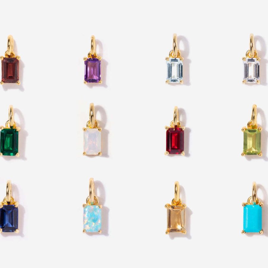 18K gold plated birthstone necklace with zircon rectangular pendant – STUD