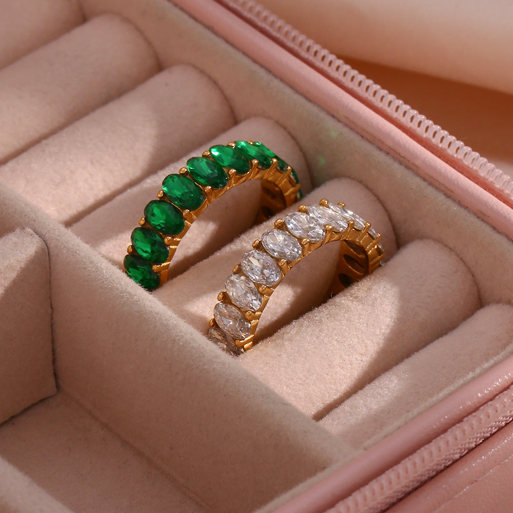 Elegant Oval Clear Zircon Ring | Minimalist Design