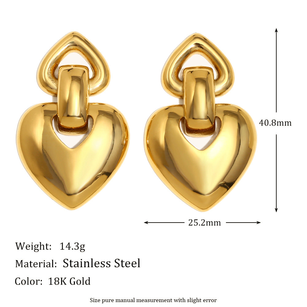 Size details of Heart hoop gold earrings – 18K gold-plated, waterproof, anti-tarnish jewelry by STUD (Shop Till You Drop)