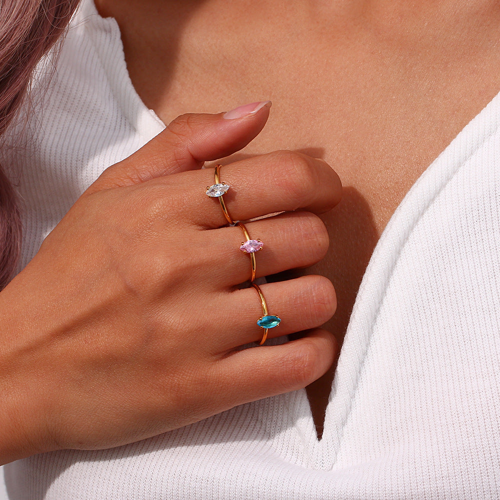 Marquise Green Zircon Open Ring