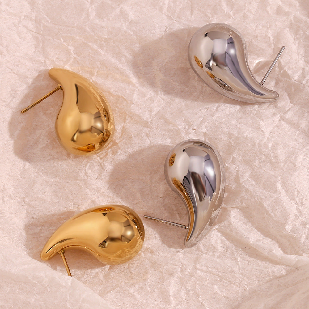 Minimalist Gold French Geometric Hollow Teardrop Earrings