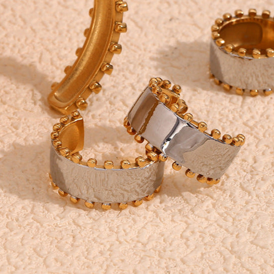 Two-tone 18K gold-plated beaded edge earrings – waterproof, hypoallergenic by STUD (Shop Till You Drop)