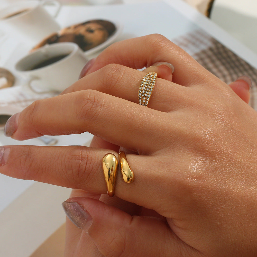 Minimalist Adjustable Teardrop Snake Ring | 18K Gold-Plated Stainless Steel